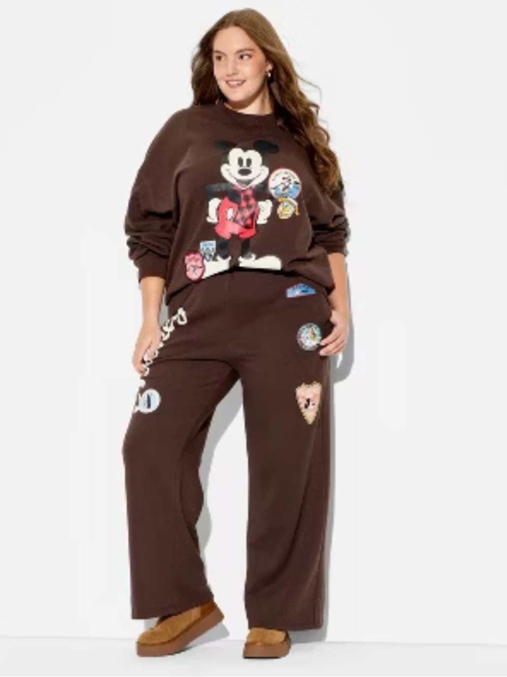Disney Brown Track Pants & Joggers with Graphic Patches
